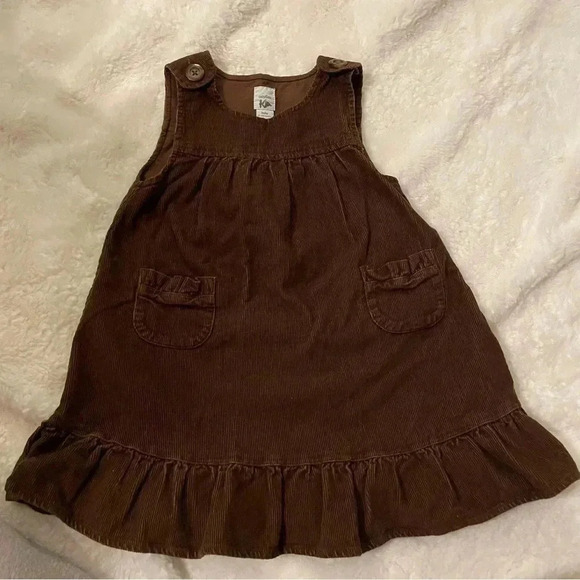 GAP 18-24 months brown corduroy dress with button straps and pockets - Picture 1 of 5